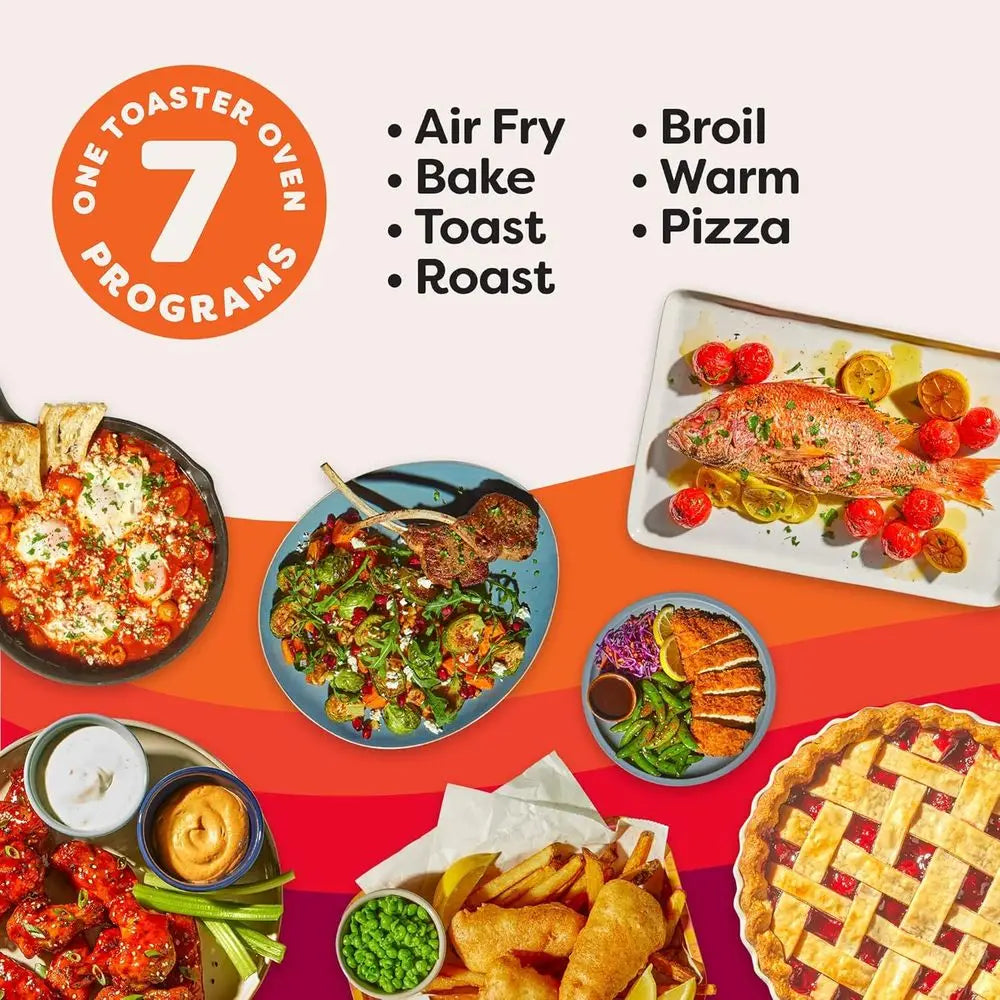 4-Slice Air Fryer Toaster Oven with Heat Technology, 7-in-1, Air Fry, Bake, Toast, Roast, Broil, Warm, Make Pizza