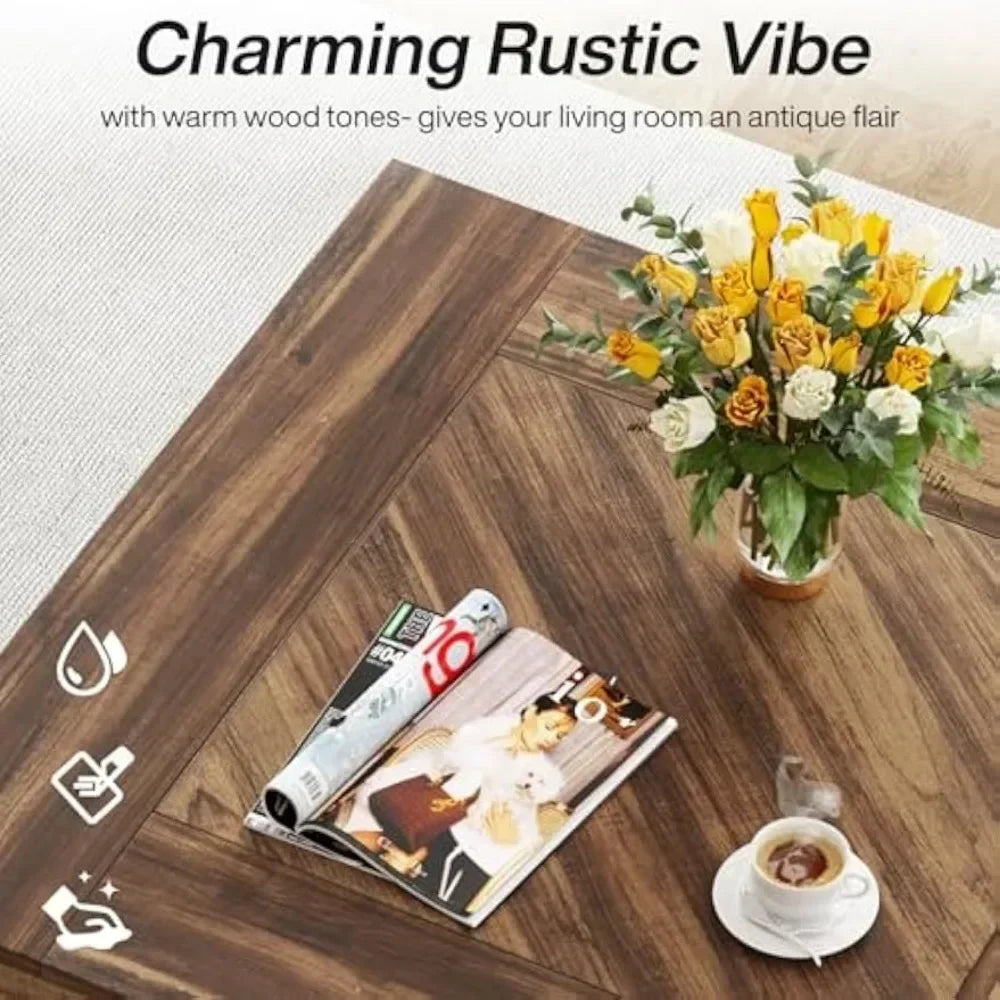 Square Coffee Table, Wood Coffee Tables for Living Room, 31.5" Modern Center Tables Cocktail Tea Table