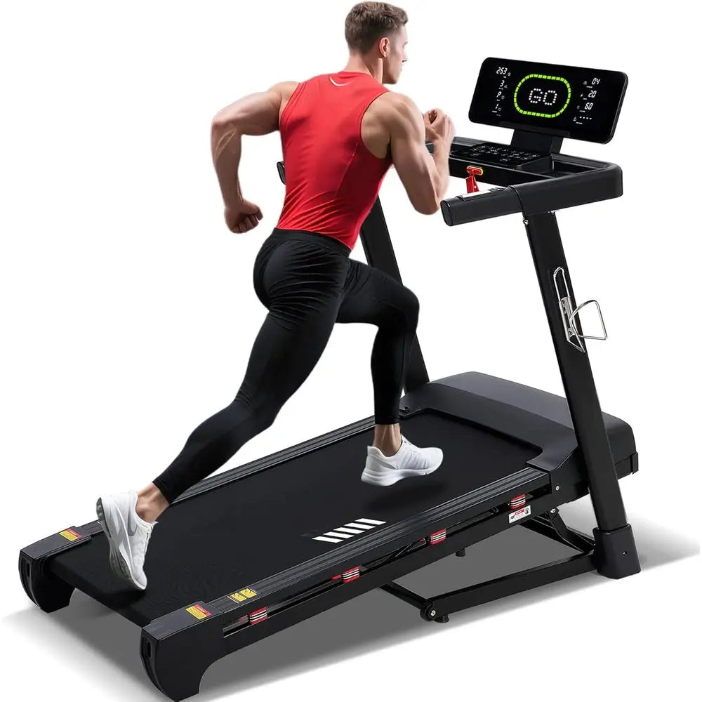 High-Capacity 20% Auto Incline Treadmill: 400 LB, 20 Deck, 0.6-12 MPH, LED Display, Bluetooth, Foldable, App-Enabled