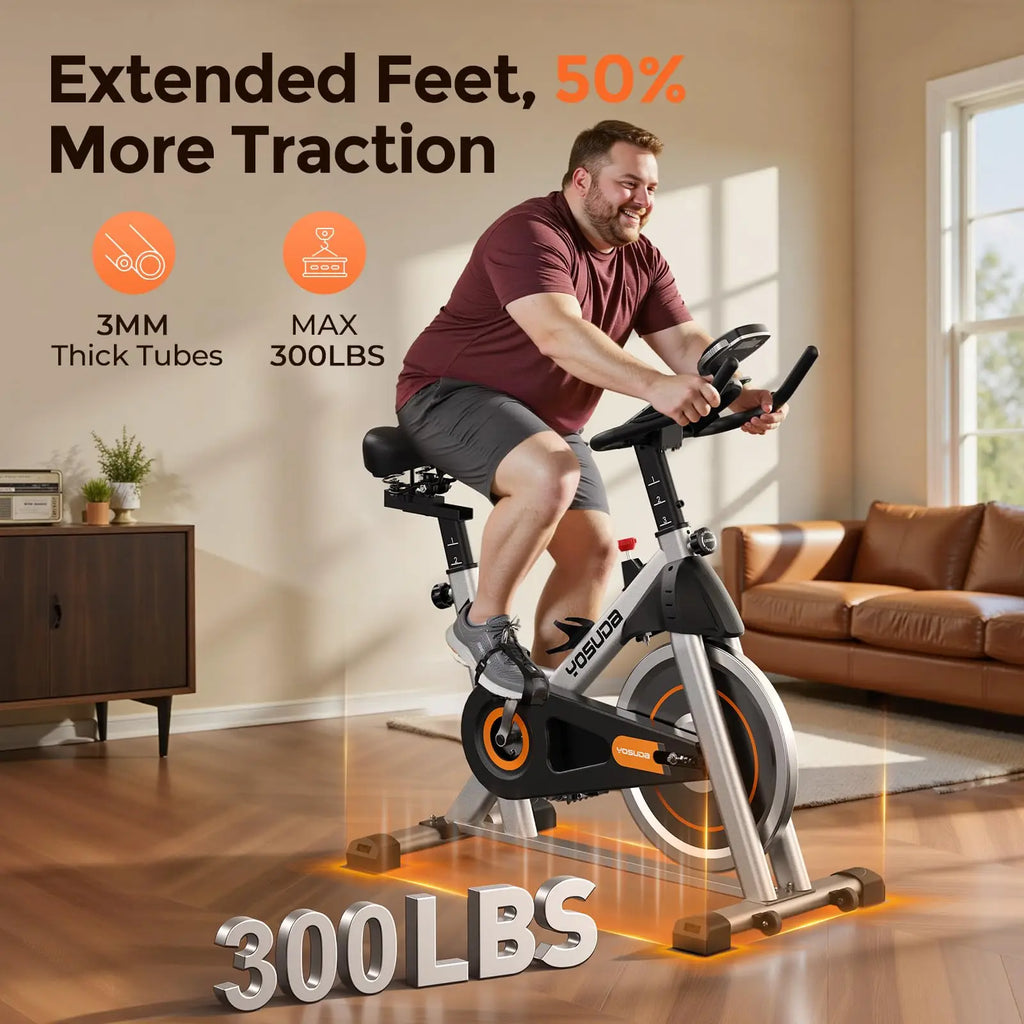 YOSUDA Exercise Bike, Brake Pad Stationary Bike for Home with Exclusive App, Magnetic Indoor Cycling Bike with 300 lb Weight