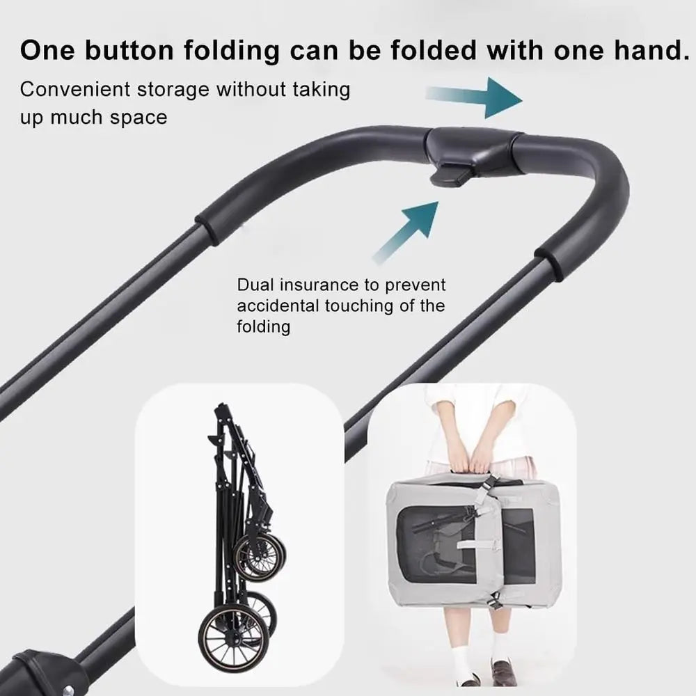 Portable Lightweight Pet Stroller for Dogs and Cats, Removable Liner & Seat Belts Included