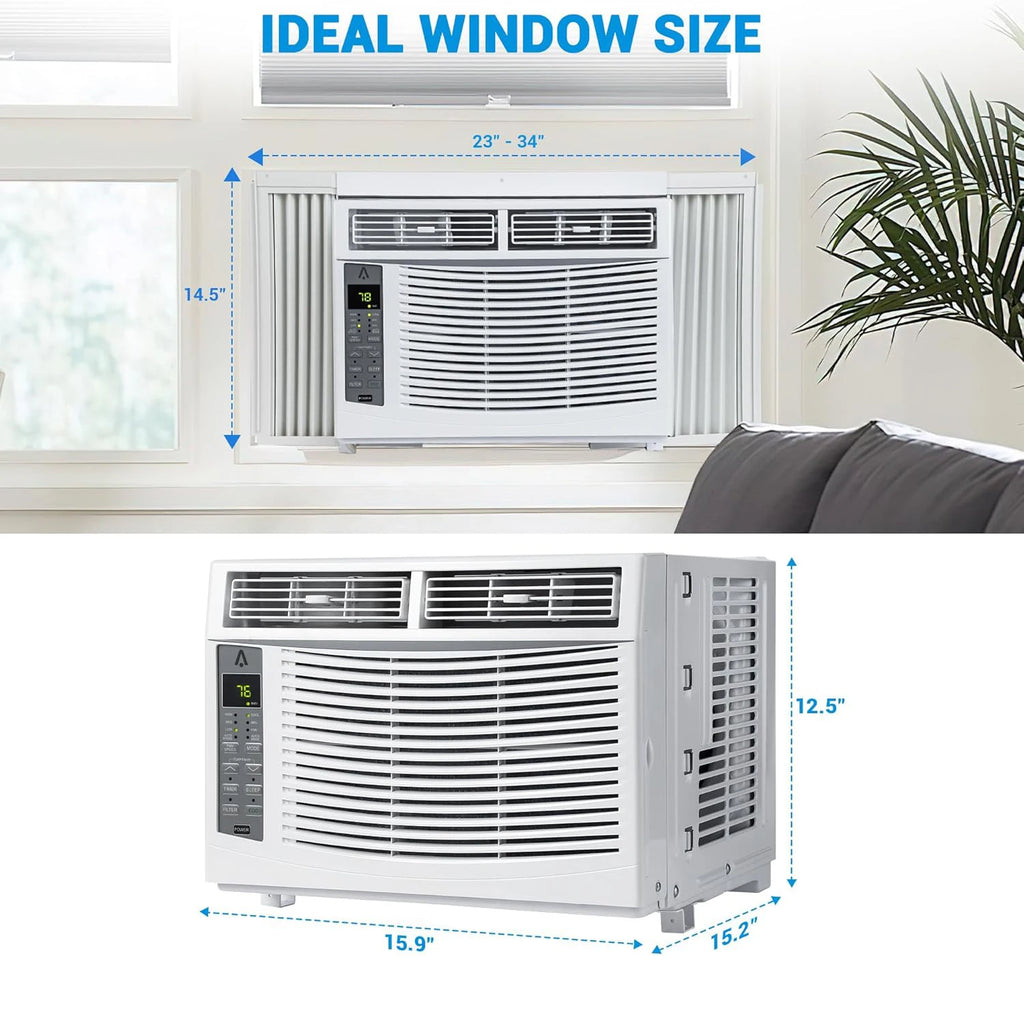 6000/8000/10000 BTU Window Air Conditioner Cools 250-450 Sq.Ft Window AC Unit With Remote Control 3 Speeds For Home Commercial