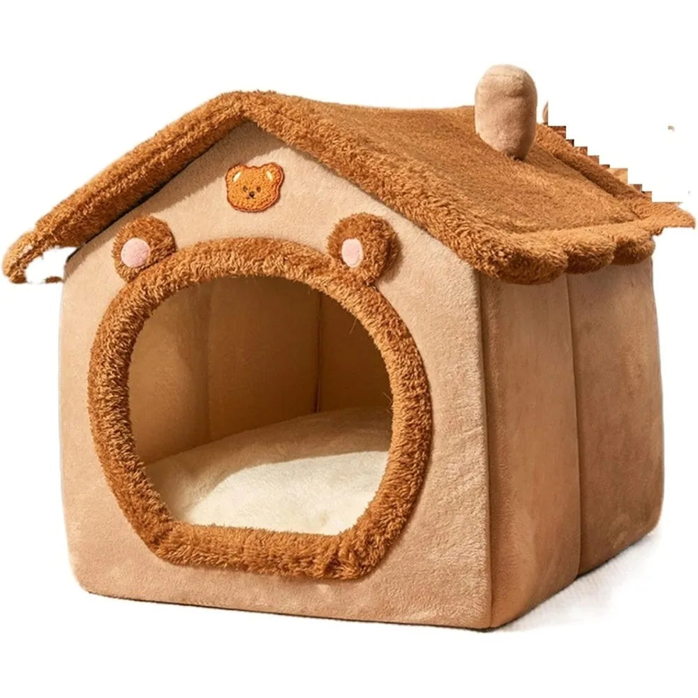 Foldable Dog House with Removable Nest, Warm Enclosed Pet Bed for Medium Dogs and Cats, Ideal Winter Villa Sleep Kennel, Comfort
