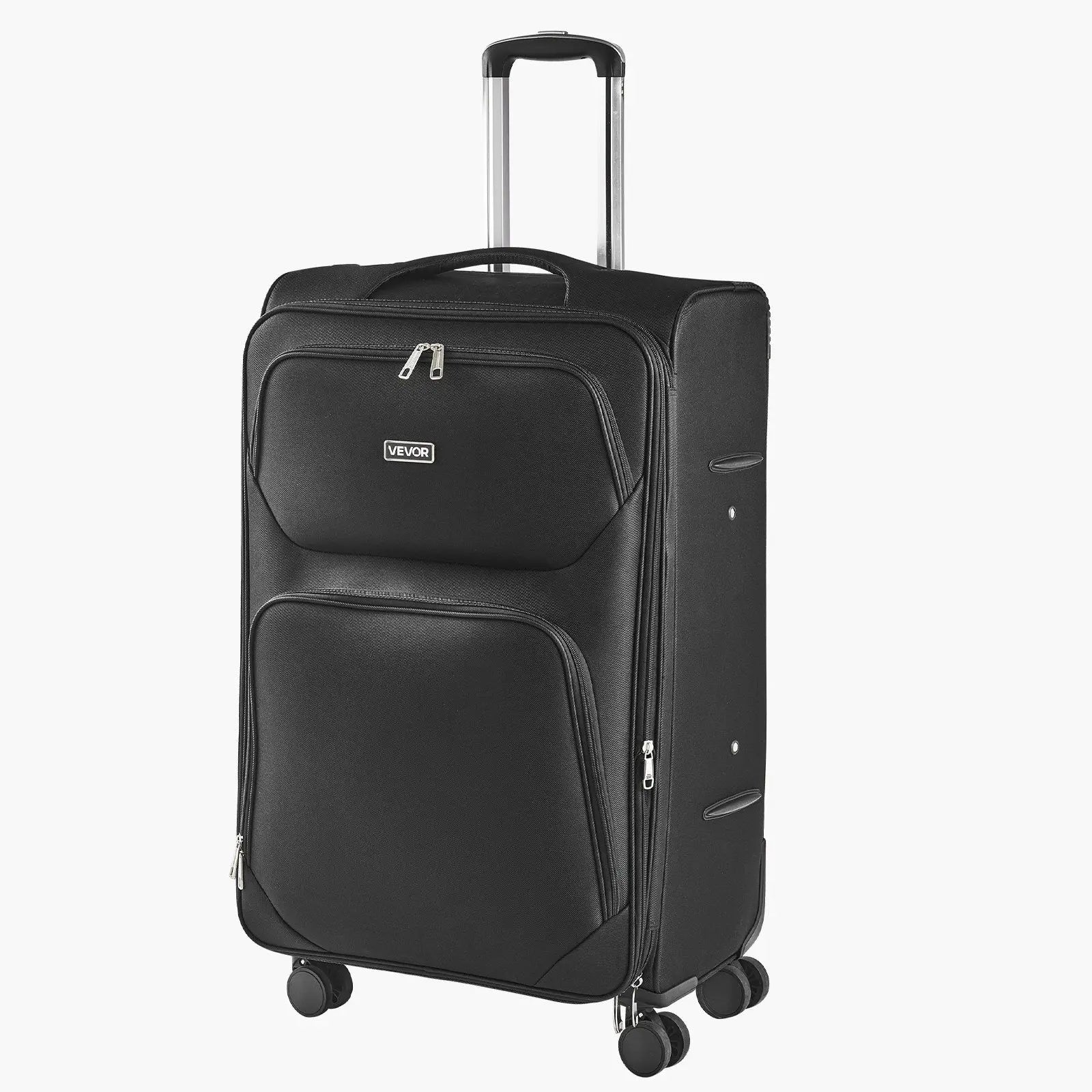 28Inch Lightweight Softside Luggage, Full-Lined 230D Interior, Smooth Glide Spinners, Auto-Expansion, Black
