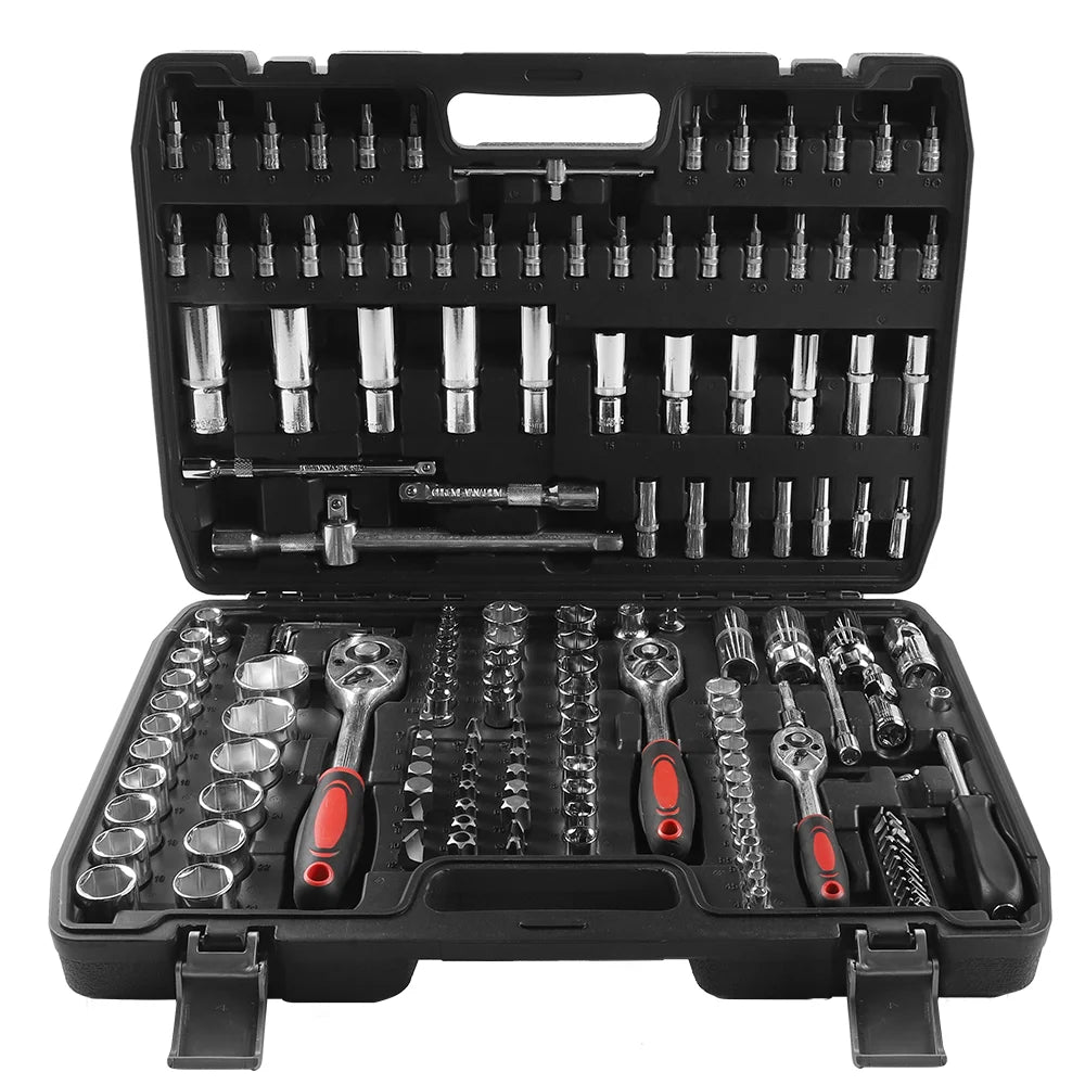 171pcs Socket Wrench Set Car Repair Tool Ratchet Spanner Wrench 1/4 3/8 1/2 Ratchet Spanner Screwdriver Bits Hand Tool