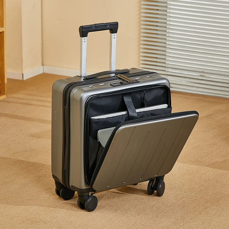 18 inches suitcase swivel wheels male student durable sturdy thick password travel case