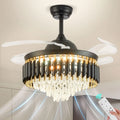 42 Inch Dimmable Crystal Ceiling Fans with Light Modern Chandelier Fan LED Fandelier with Remote 6 Speed, 3 Light Change Retract