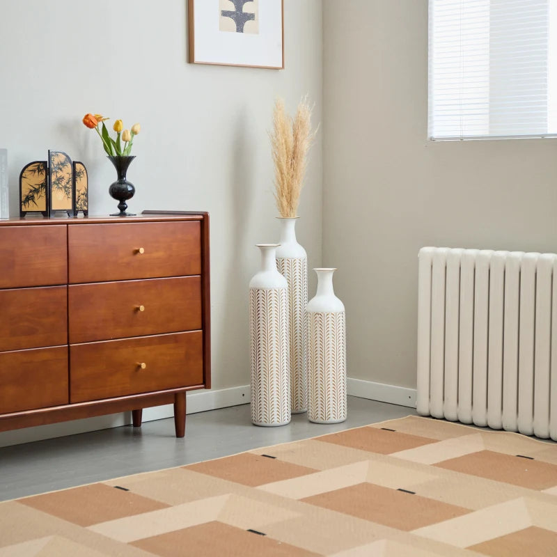 Floor Modern Style White 3 Piece Set Gorgeous Home Decoration Large Glazed Metal Vase