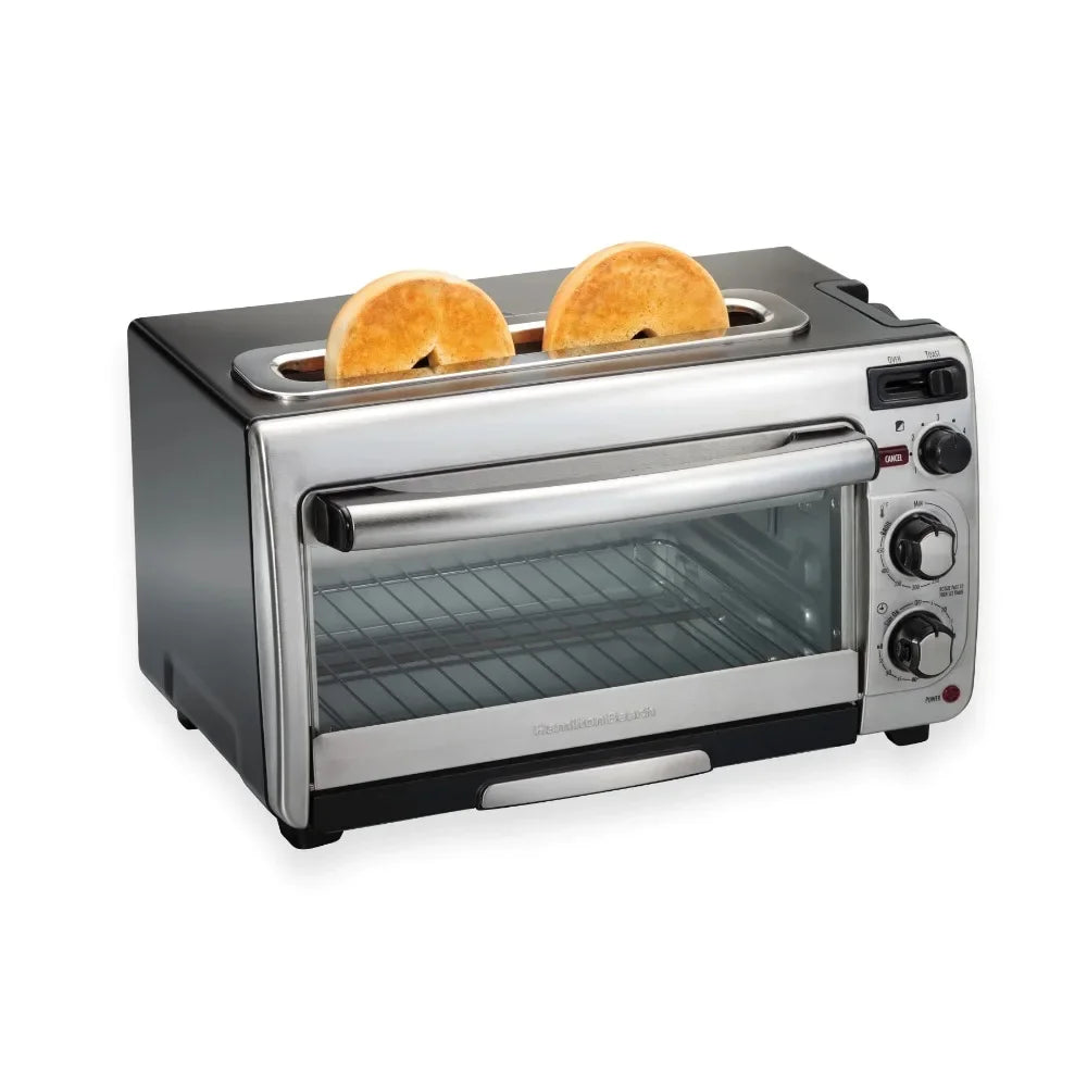 2-in-1 Oven & Toaster Combo, Space-Saving Design, Stainless Steel
