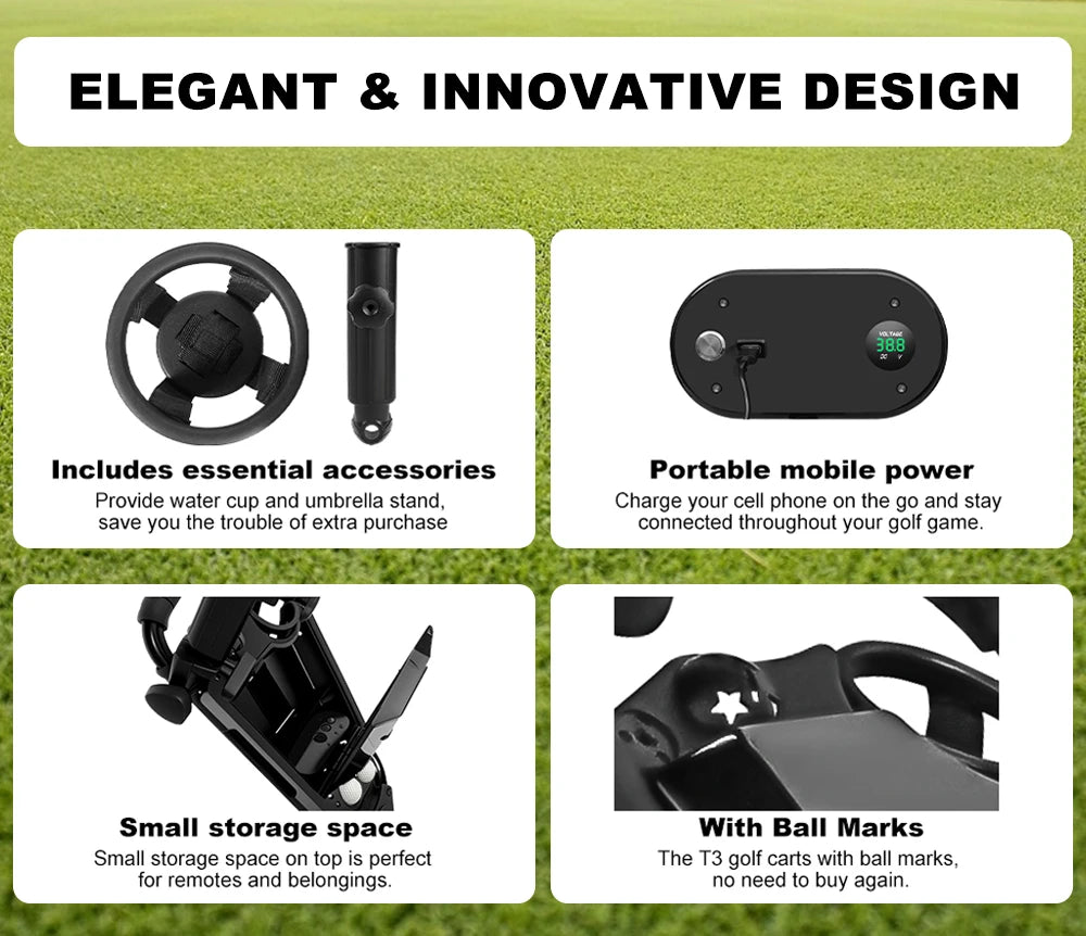 ESWING US Warehouse 500W Electric Golf Cart Remote Control Golf Push Trolley Folding Electric Golf Caddy