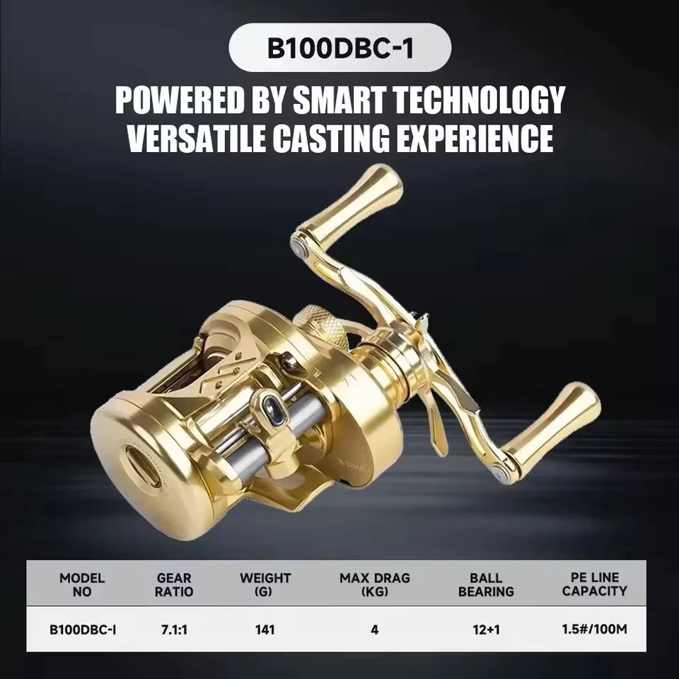 Loongze Airlite BFS Baitcasting Reel All Metal Electromagnetic Brake Bait Finesse Fishing B50/100/200DBC-I Lightweight Bass