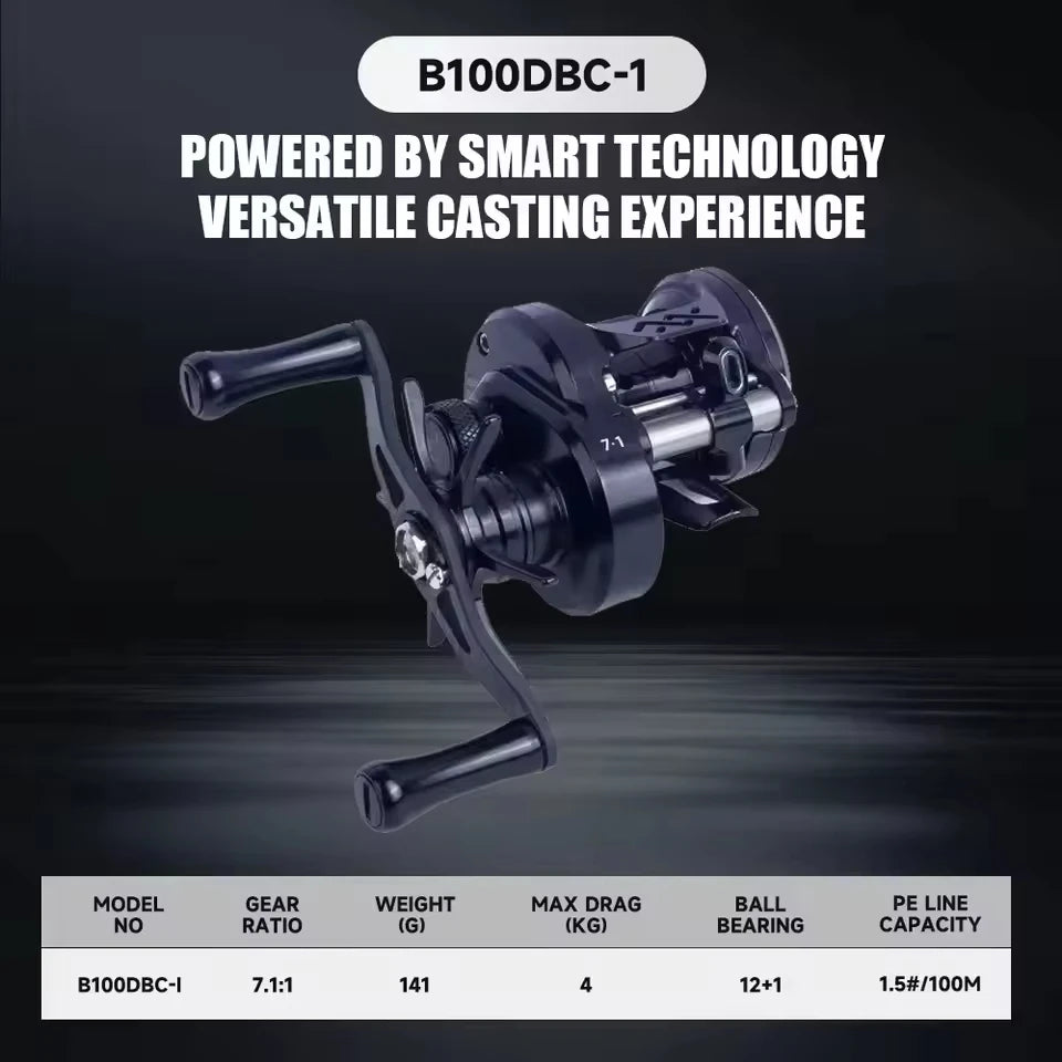 Loongze Airlite BFS Baitcasting Reel All Metal Electromagnetic Brake Bait Finesse Fishing B50/100/200DBC-I Lightweight Bass