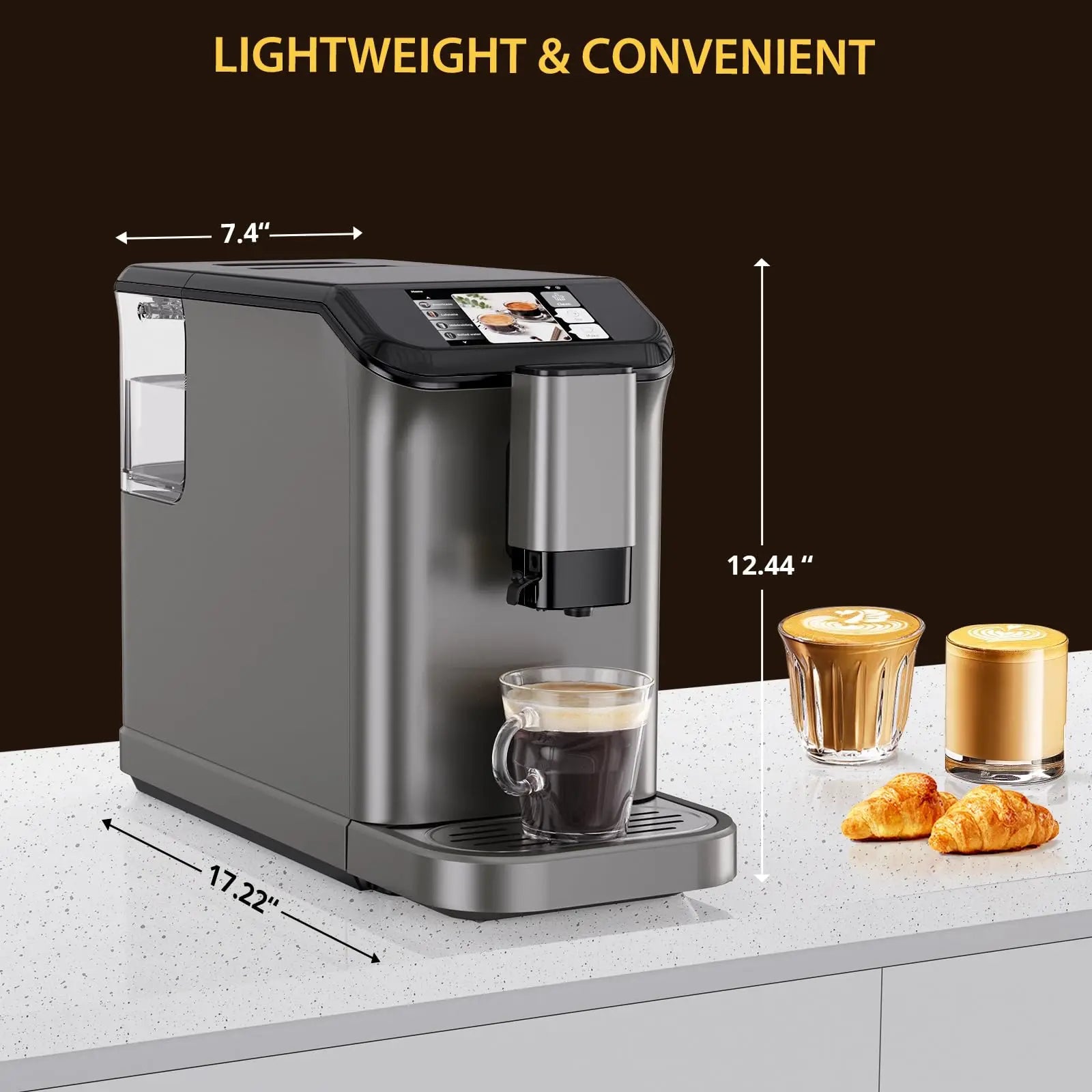 20-Bar Fully Automatic Espresso Machine Double Boiler Auto-Cleaning LCD Touch Automatic Milk Frother For Coffee Lovers
