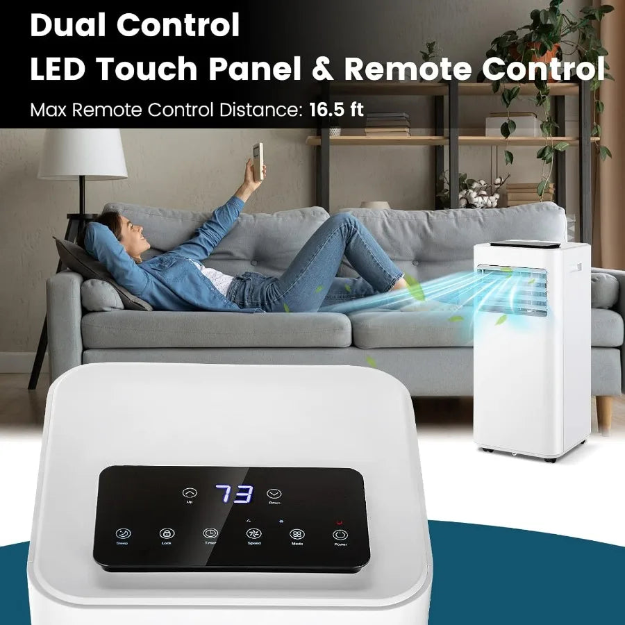 8000 BTU Portable Air Conditioner 3-in-1 Room AC Unit with Remote Control Dehumidifier 24H Timer Window Kit Personal Stand up A