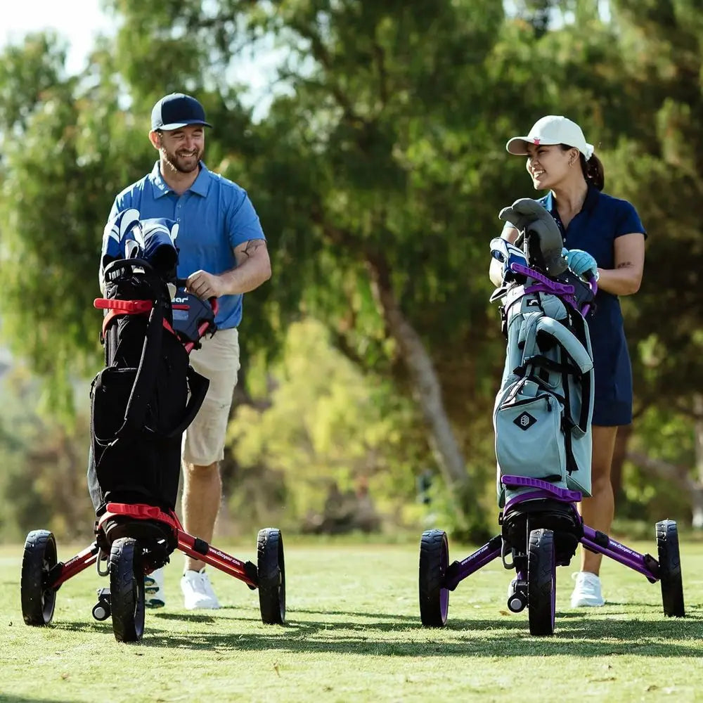 3-Wheel Folding Golf Trolley - Portable EL 4.0 Push Cart for Walking