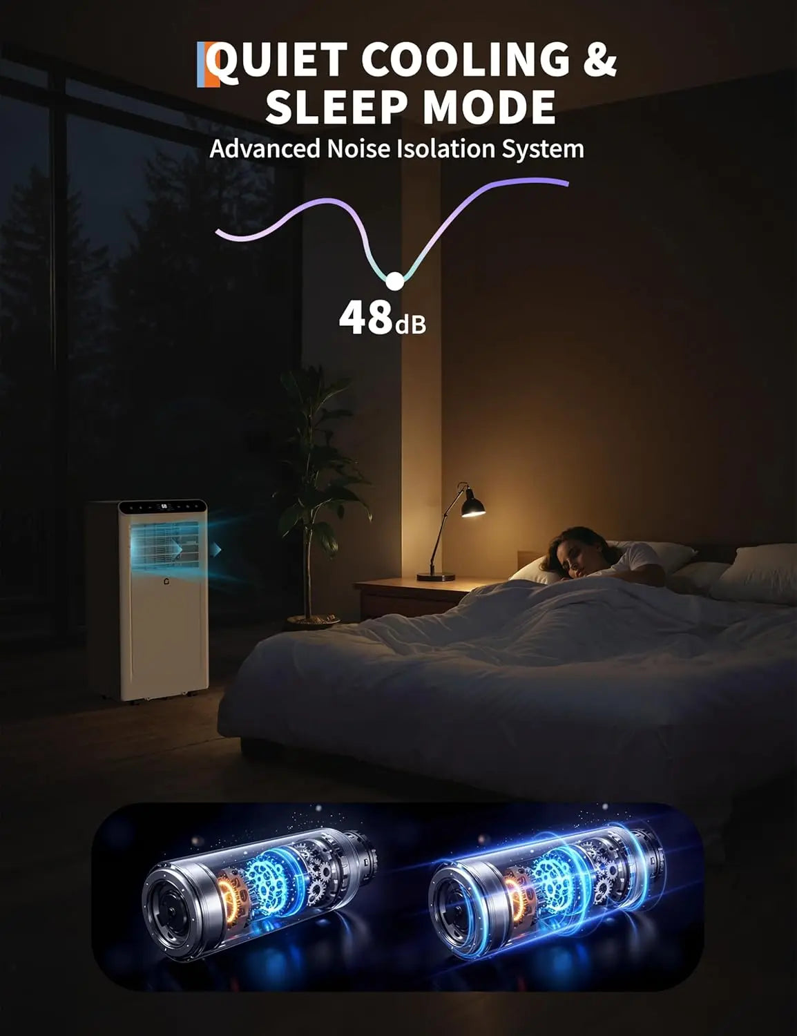 8,000/10,000 BTU Portable Air Conditioner, 3-In-1 Ventless Portable Air Conditioner AC Unit Auto Swing Fan Windows Kit Included