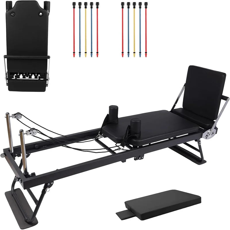 Pilates Reformer Machine 77" Foldable Pilates Equipment for Home Gym Workout, Adjustability Pilates Workout Equipment for Advanc