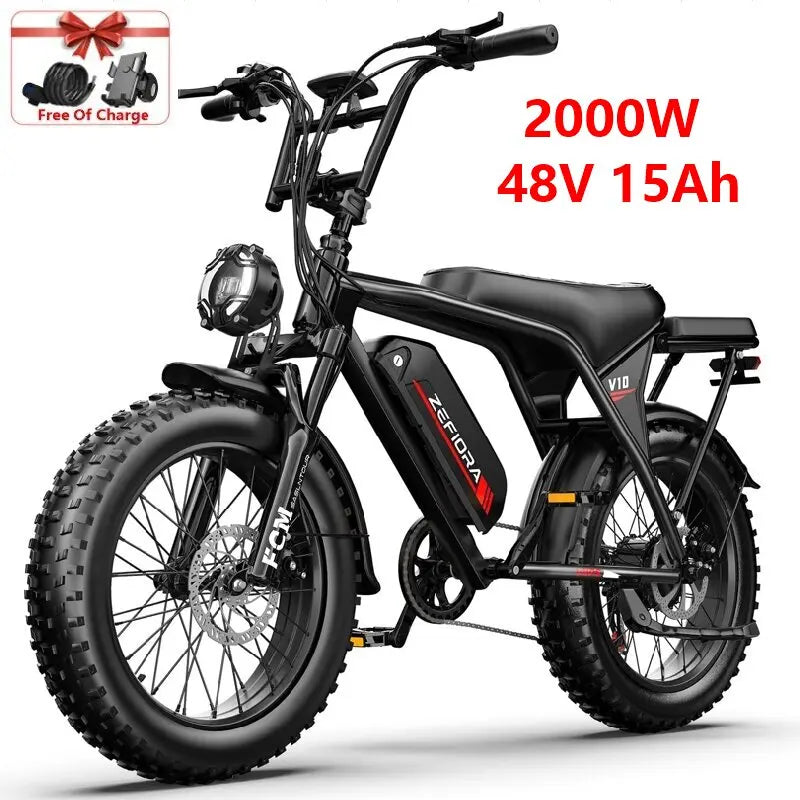 Electric bicycle,2000w 60Miles 48V ebike,Adjustable front brake seat,capable of climbing 45° slopes,fat tire electric bike 20"