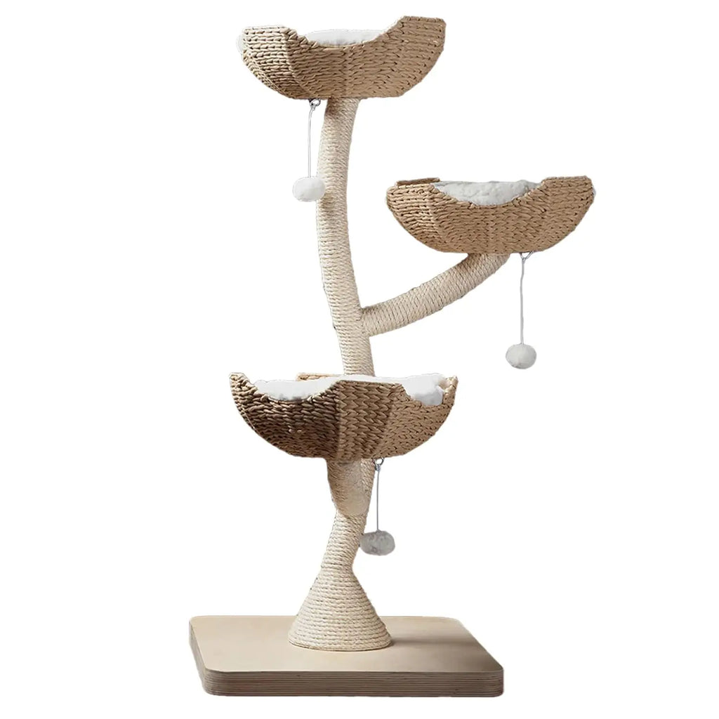 The Sanctuary Cat Tree - Luxury Cat Condo, Large Modern Indoor Tower with 3 Faux Fur Beds, Scratching Posts, and, Customized