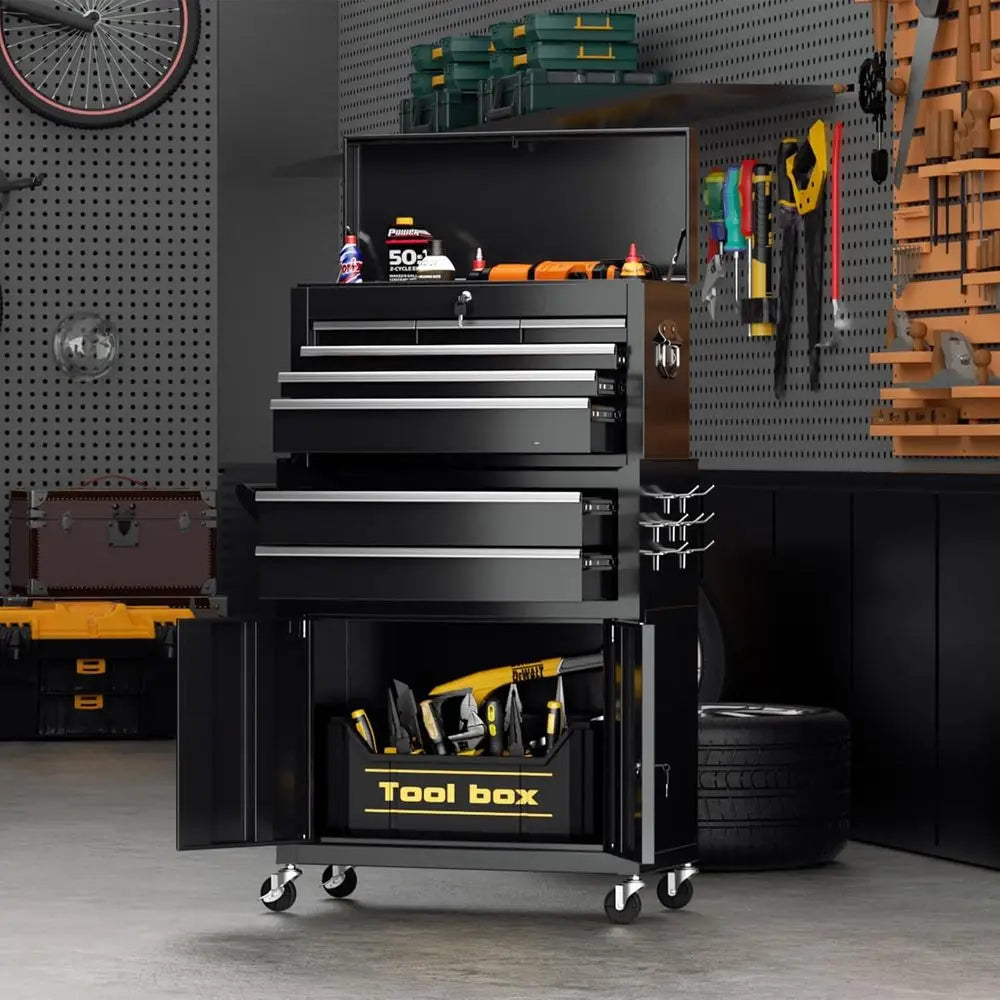 Portable 8-Drawer Rolling Tool Chest with Lock, Mobile Storage Cabinet for Mechanics, Garage, and Workshop