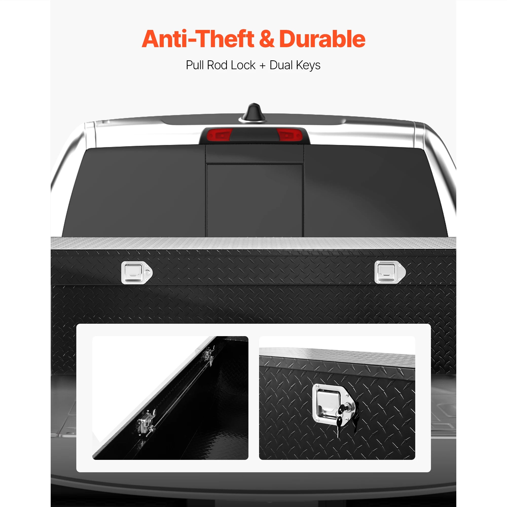 SucceBuy Crossover Truck Tool Box 71x27x18 In Heavy Duty Aluminum Waterproof Storage Organizer with Lock for Truck RV Trailer