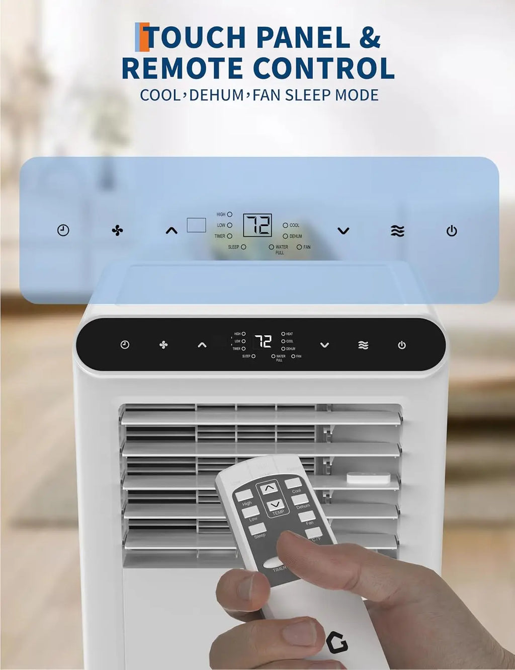 8,000/10,000 BTU Portable Air Conditioner, 3-In-1 Ventless Portable Air Conditioner AC Unit Auto Swing Fan Windows Kit Included