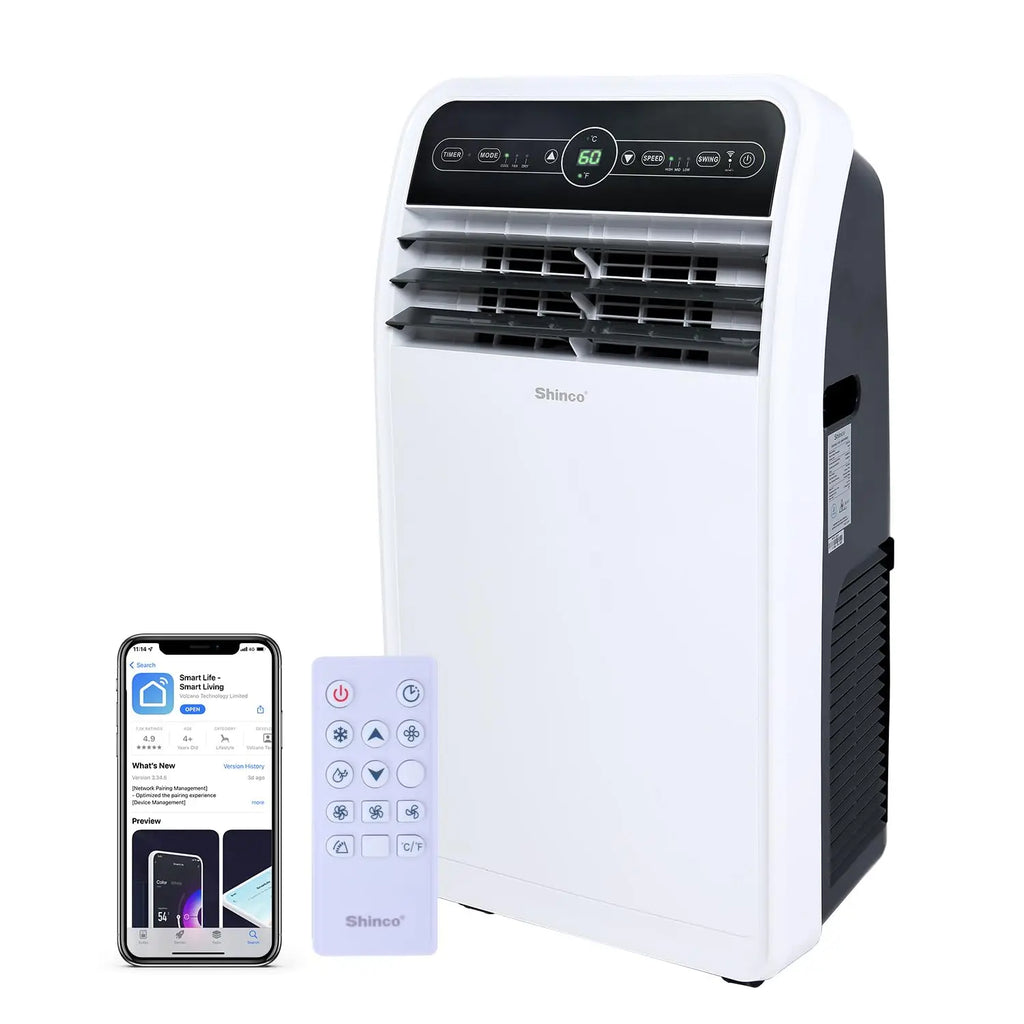 Shinco 12,000 BTU Smart Wi-Fi Portable Air Conditioner, Portable AC Unit with Built-in Cool, Dehumidifier&Fan Modes for Room