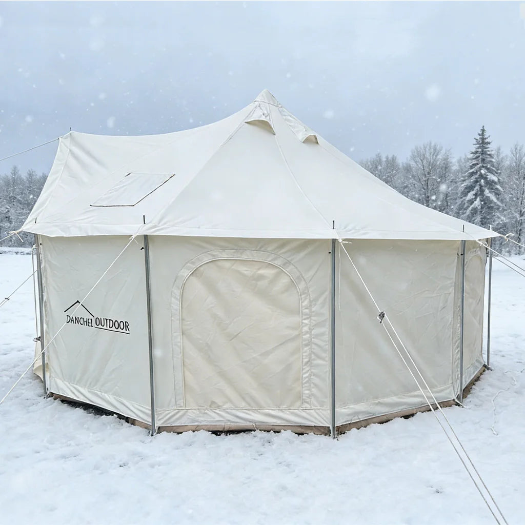 DANCHEL B6 4/5m Glamping Luxury Wall Tents with Stove Jack 900D Oxford No Center Pole 4 Season Houses Camping in Winter Hot Tent