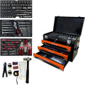 439-Piece Mechanic Tool Set in Heavy-Duty 3-Drawer Steel Box with 4-Tier Socket, Wrenches & Pliers. Portable Household Tool Kit