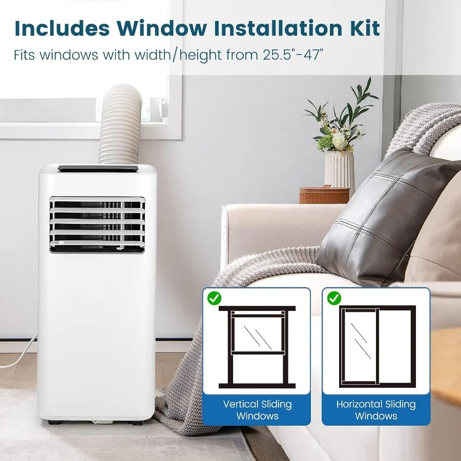 8000 BTU Portable Air Conditioner 3-in-1 Room AC Unit with Remote Control Dehumidifier 24H Timer Window Kit Personal Stand up A
