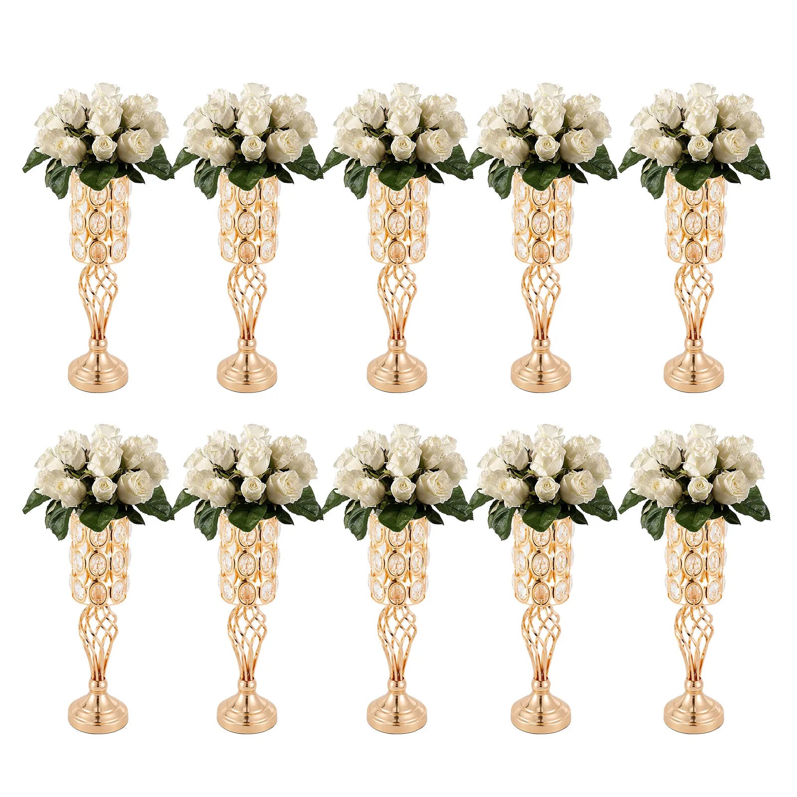 10 Pcs Metal Wedding Table Centerpieces Crystal Flower Vase Stand Party Decor