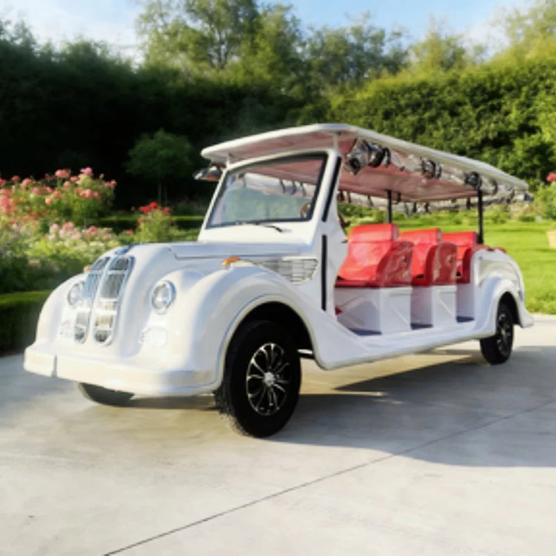 Factory Direct Sales Electric Retro Cars, Electric Sightseeing Vintage Golf Cart Chair Brown Leather For TranSporTing Tourists