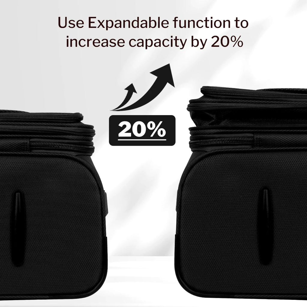 Expandable Soft Shell Spinner Luggage 3 Piece Softside Luggage Set with Front Opening Lightweight Durable Suitcase TSA Lock