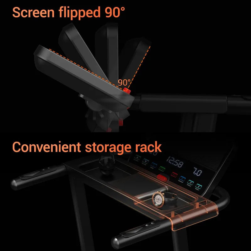 15% Incline Treadmill, Folding Treadmill Filpped Screen and Heart Rate Sensor, 3.0HP Quiet Brushless Dual Cushion System