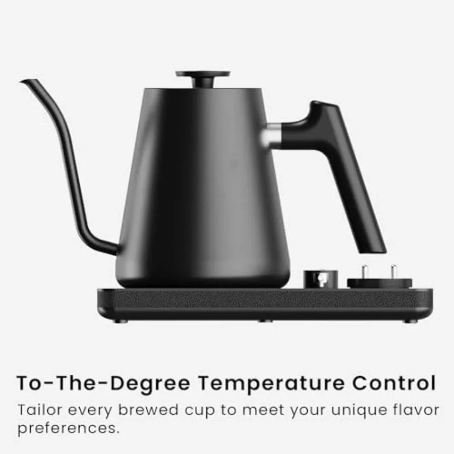 DJ Electric Gooseneck Kettle for Pour Over Coffee and Tea with Turntable Design Quick Heating and Temperature Control Black Sta