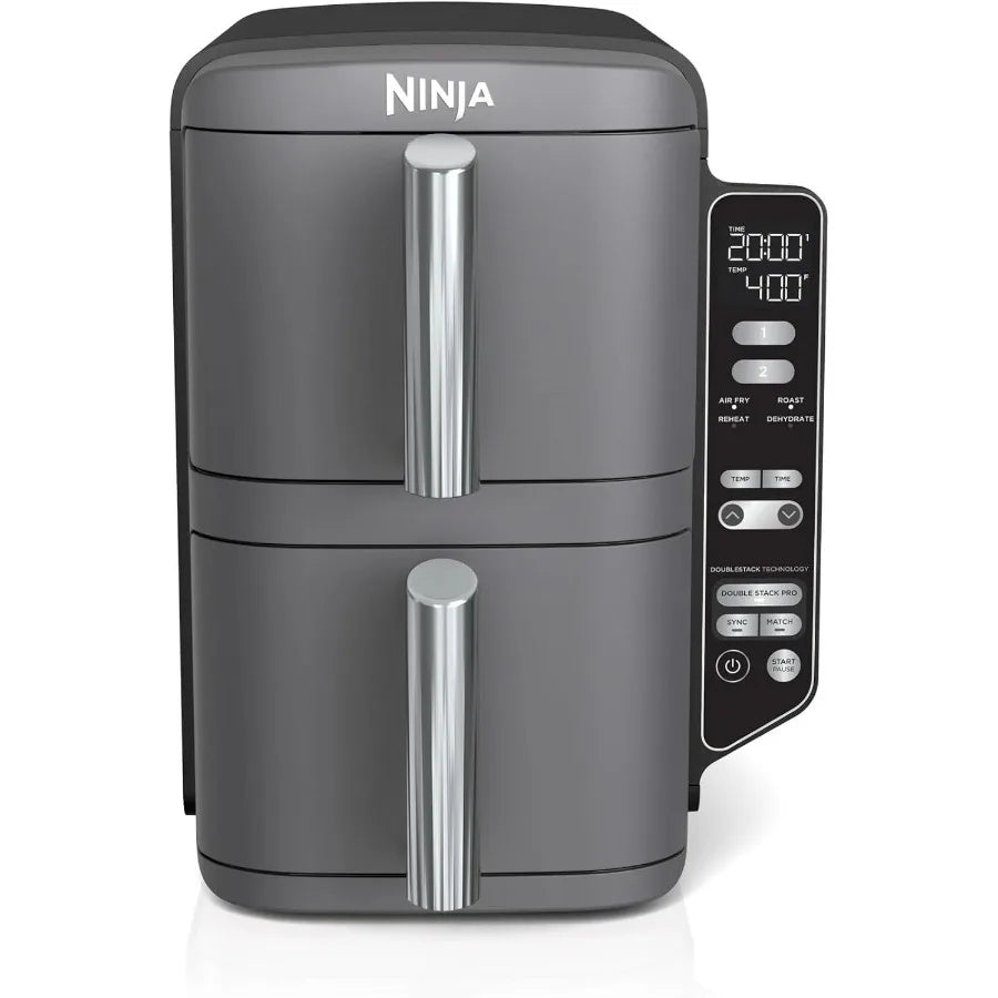 Ninja SL400 DoubleStack XL 2Basket Air Fryer Cooks 4 Foods at Once with Compact Design 10 QT Capacity 4in1 Functionality Includ