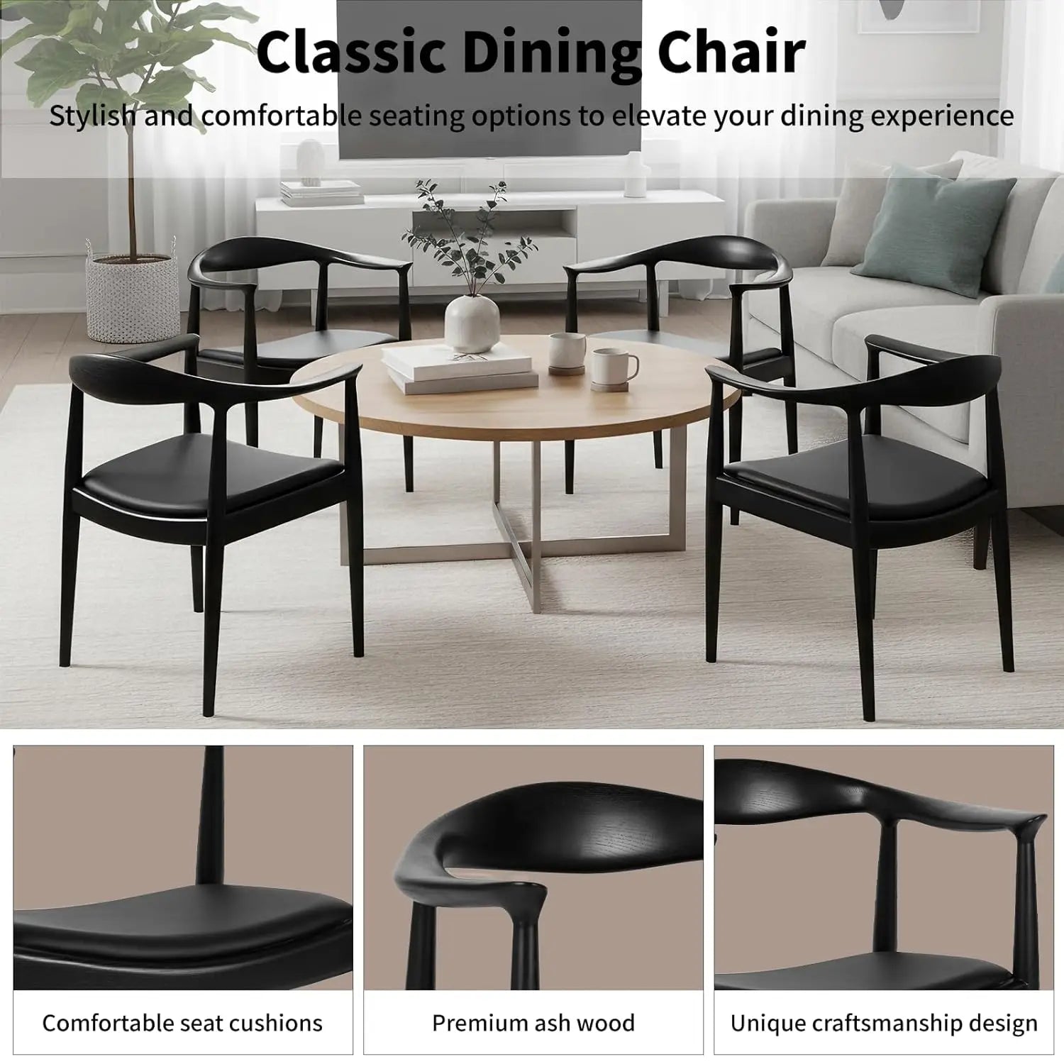 Upholstered Dining Armchair Mid-Century Accent Black Kitchen Office, Customized