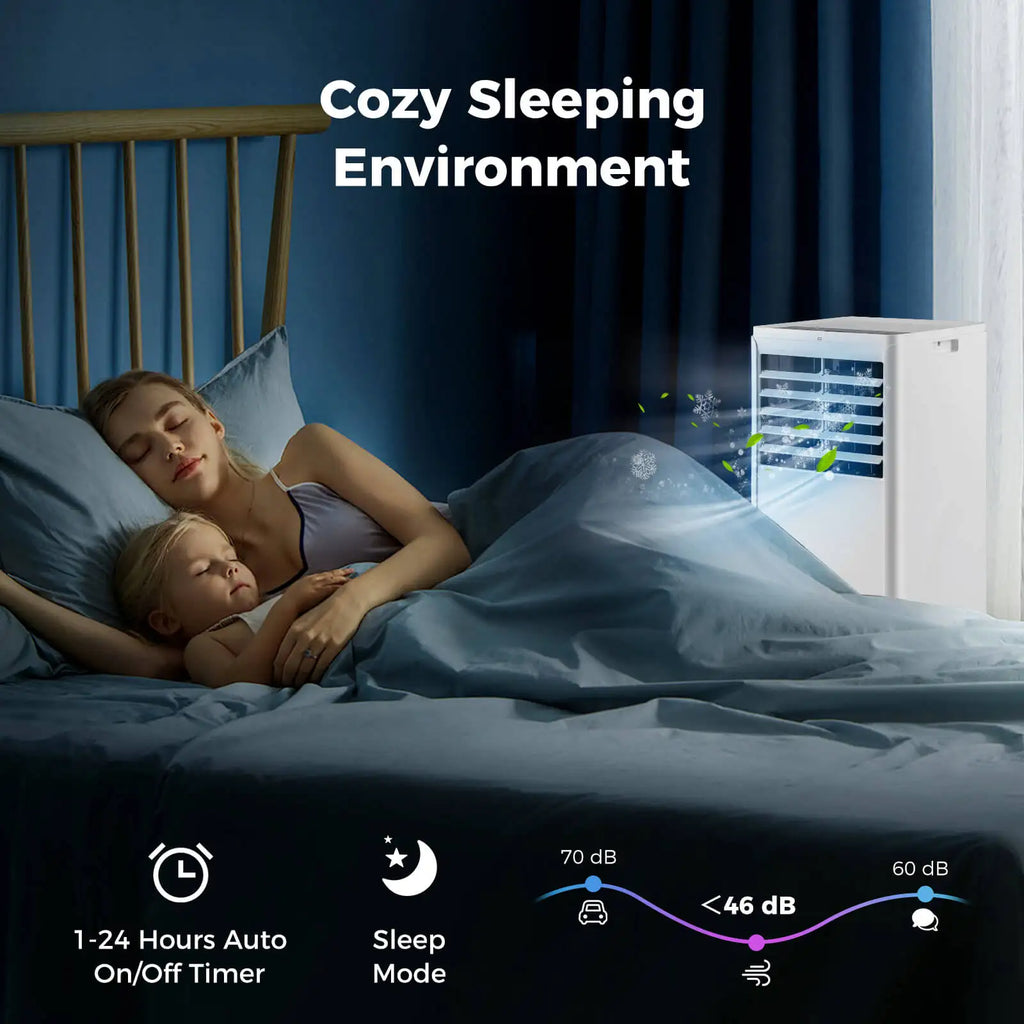 8000 BTU Portable Air Conditioner with Dehumidifier & Fan Sleep Mode & 24H Timer