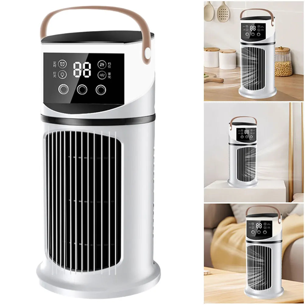 3-in-1 Water Cooling Fan 8H Timer Air Conditioner Air Cooling Fans Personal Humidifier 9 Speeds Table Fan For Home Room Office