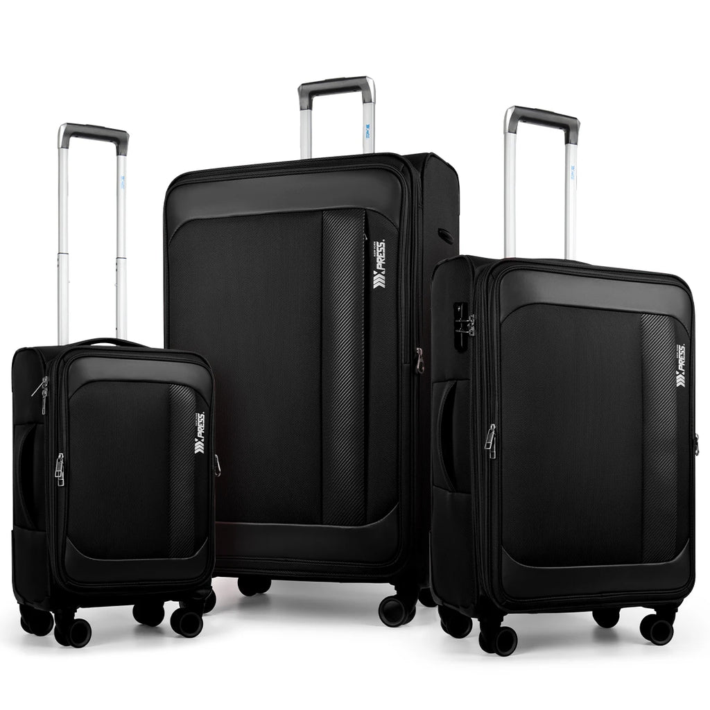 Expandable Soft Shell Spinner Luggage 3 Piece Softside Luggage Set with Front Opening Lightweight Durable Suitcase TSA Lock
