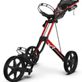 3-Wheel Golf Push Cart - Black with Fire Red Trim