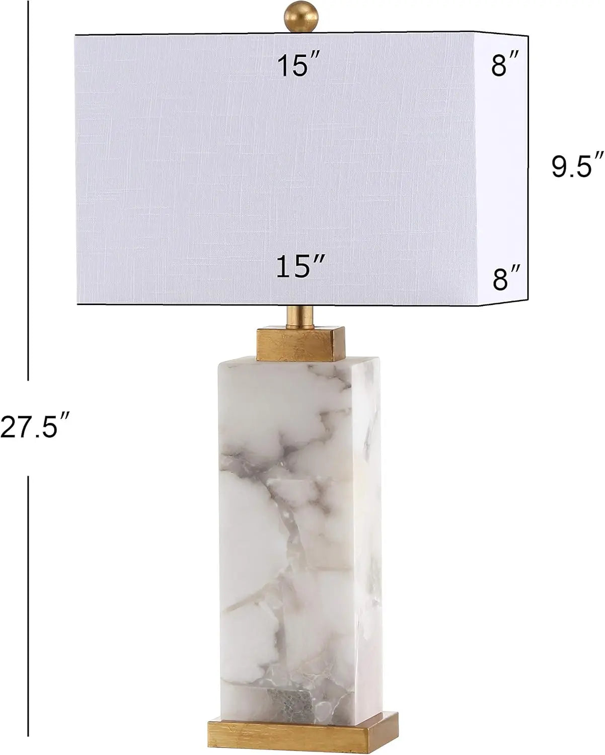 27.5" Alabaster LED Table Lamp with Gold Leaf, Coastal Contemporary Design for Bedroom Living Room Office