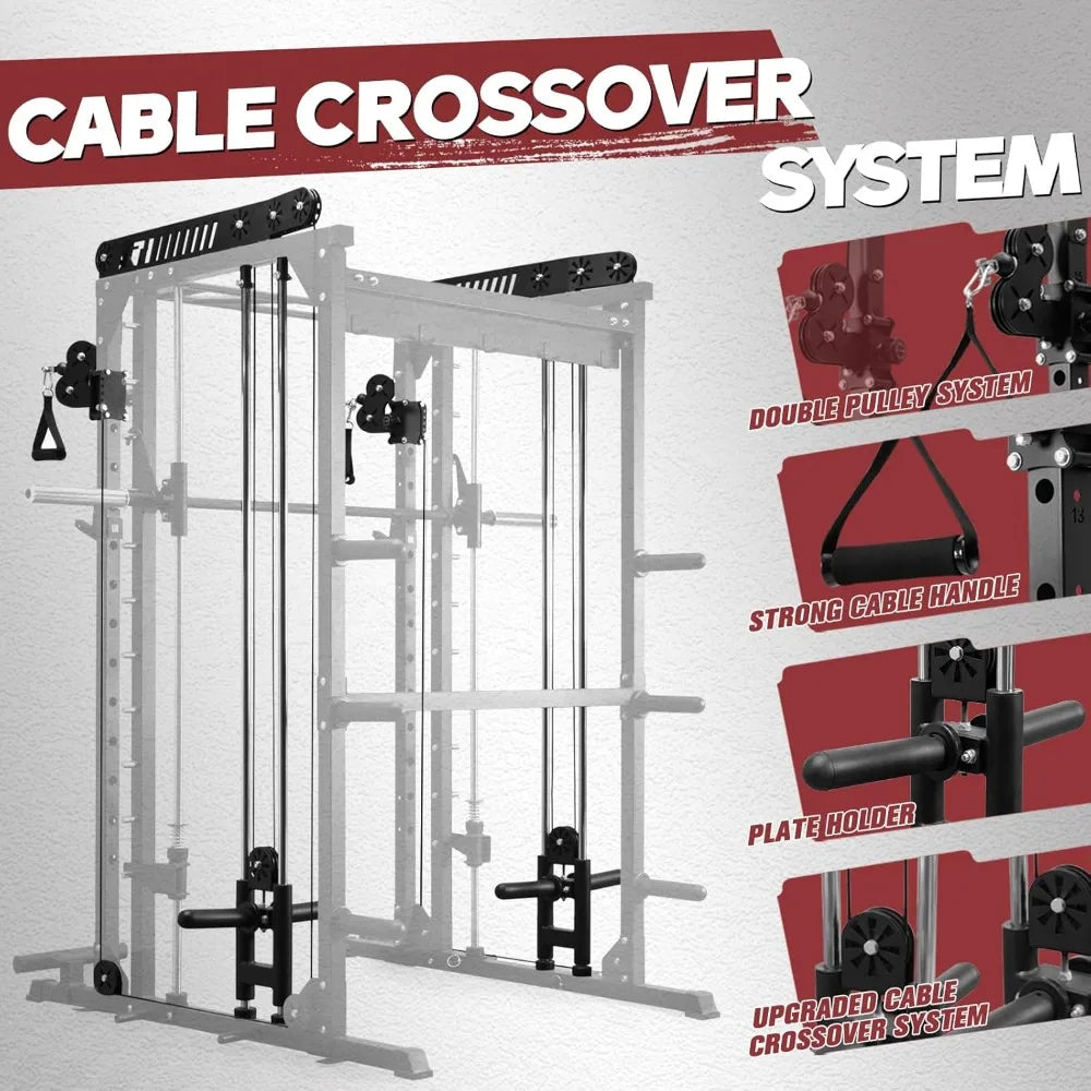 M1 & M1 Pro Smith Machine with Cable Crossover System, Multi-Function Squat Rack Power Cage for Home Gym, Power, Customized