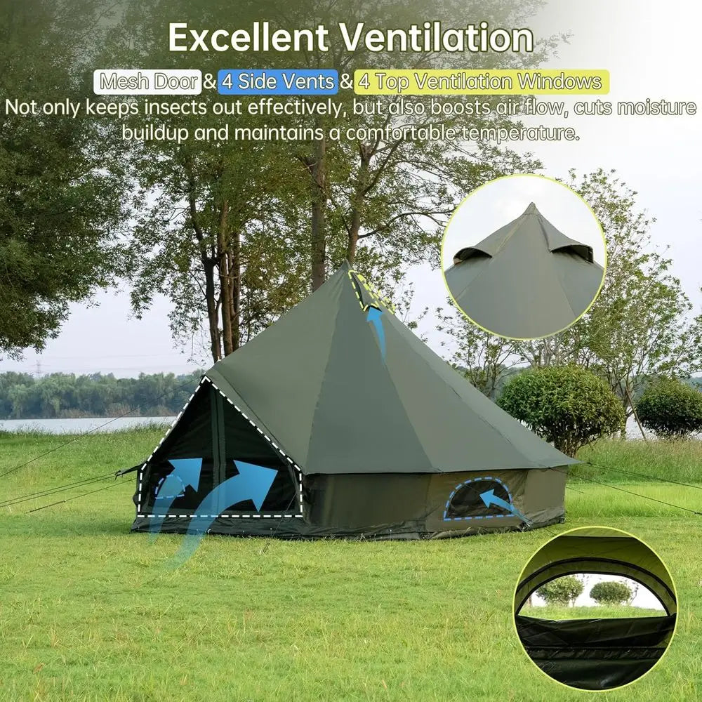 Family-Sized 13.1ft/16.4ft Yurt Tent with Stove, Ideal for Large Groups, All-Season Shelter
