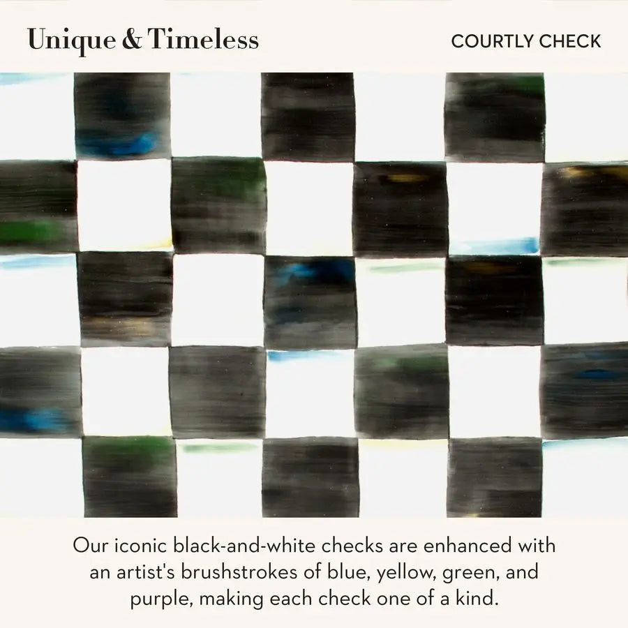 Tall Enamel Vase, Unique Flower Vase, Decorative Table Decor for Living Room, BlackandWhite Courtly Check