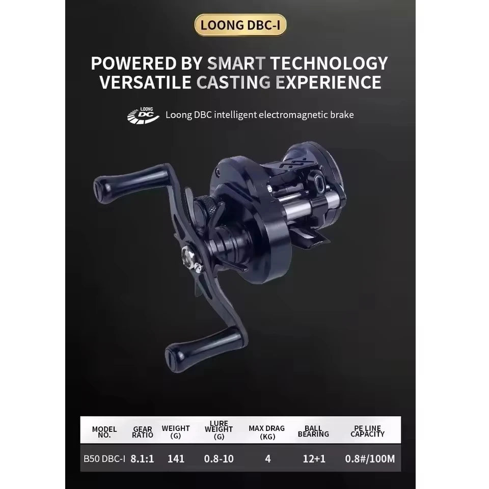 Loongze Airlite BFS Baitcasting Reel All Metal Electromagnetic Brake Bait Finesse Fishing B50/100/200DBC-I Lightweight Bass