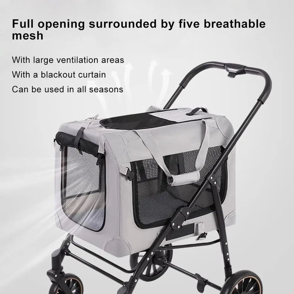 Portable Lightweight Pet Stroller for Dogs and Cats, Removable Liner & Seat Belts Included