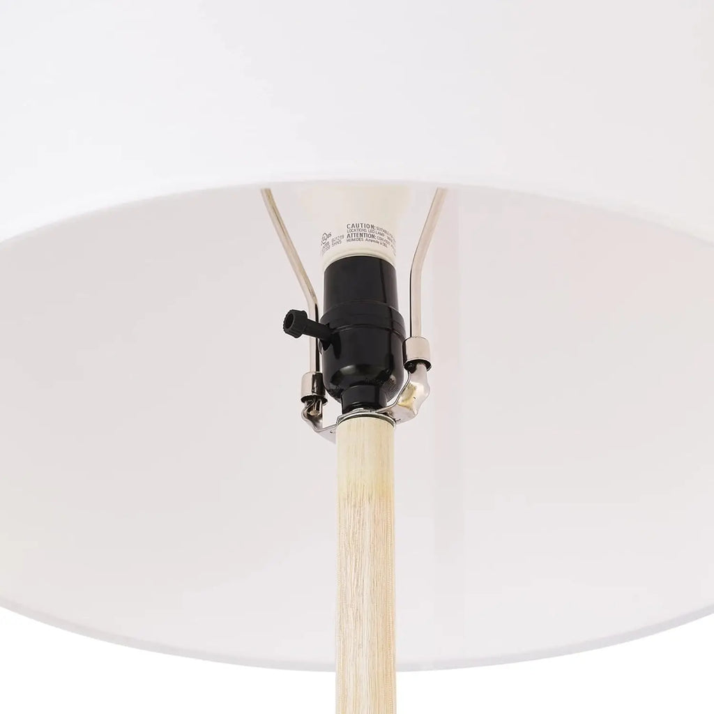 65" Japandi Floor Lamp with Wood-Toned Finish, White Cotton Shade, E26 Base, On/Off Switch, 5-Ft Cord