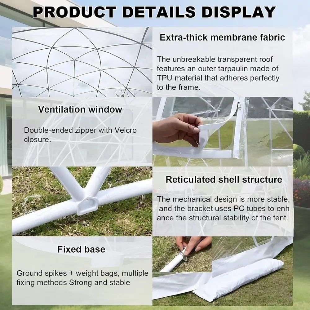 Luxury 12ft Igloo Bubble Tent for 4-7 People - Thickened PVC, Ideal for Camping and Outdoor Adventures