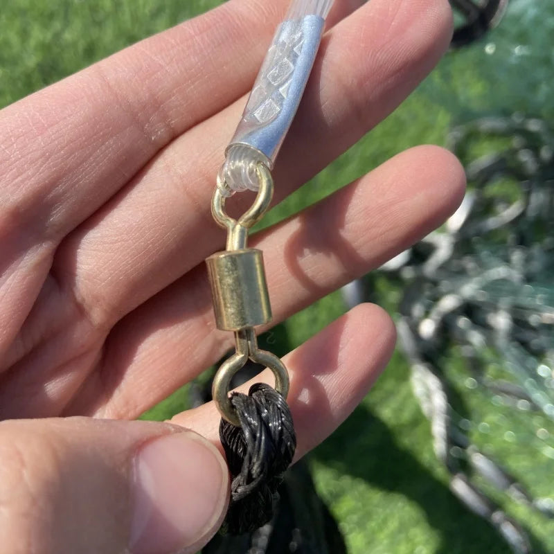 3pcs 12ft Dark Green Nylon Cast Fishing Net Hand-Crafted Artifact with Double Knots